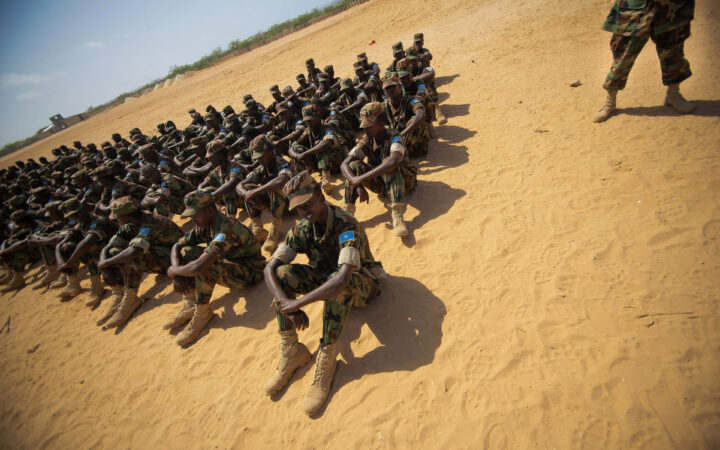 Somali National Army personnel at a passing-out parade in Mogadishu in 2012.